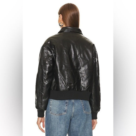 Revolve Superdown Black x bridget katrina oversized jacket SZ Large Faux Leather - Picture 4 of 15